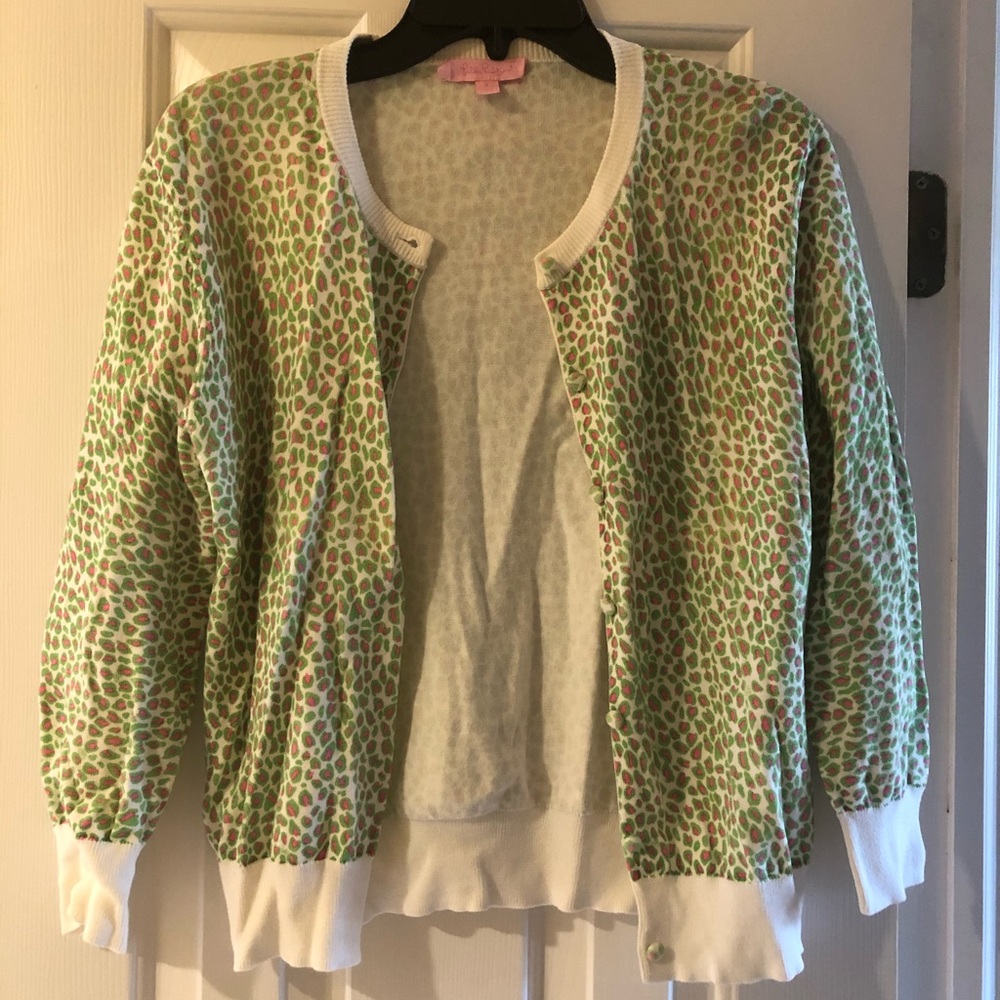 lilly pulitzer leopard print cardigan
